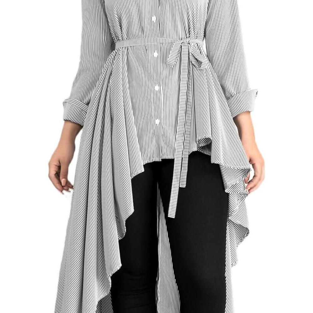 Women’s High-Low Striped Tunic Shirt
